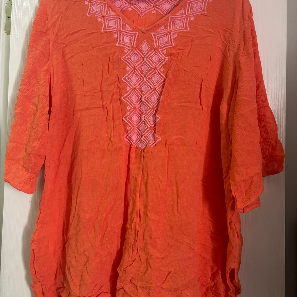 Lilly Pulitzer x Target Vibrant Orange Tunic with Pink Embroidery